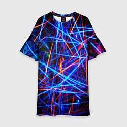 Платье клеш для девочки NEON LINES Glowing Lines Effect, цвет: 3D-принт