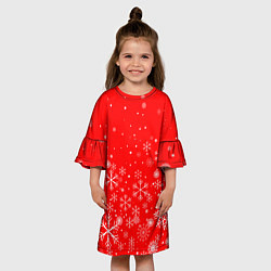 Платье клеш для девочки Летящие снежинки, цвет: 3D-принт — фото 2