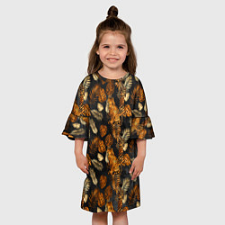 Платье клеш для девочки Тигры и листья Тропики, цвет: 3D-принт — фото 2