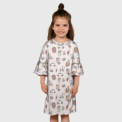 Платье клеш для девочки Итальянские символы паттерн, цвет: 3D-принт — фото 2