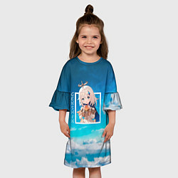 Платье клеш для девочки Паймон Paimon, Genshin Impact Геншин импакт, цвет: 3D-принт — фото 2