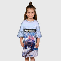 Платье клеш для девочки SnowRunner Гонки по бездорожью, цвет: 3D-принт — фото 2