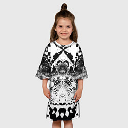 Платье клеш для девочки Коллекция Journey Черно-белый 574-1 Дополнение 1, цвет: 3D-принт — фото 2