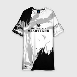 Платье клеш для девочки State of Decay разводы, цвет: 3D-принт