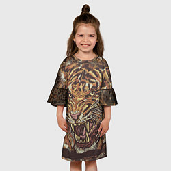 Платье клеш для девочки Хищный дикий тигр, цвет: 3D-принт — фото 2