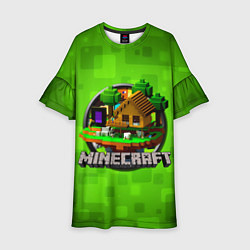 Платье клеш для девочки Minecraft Logo Green, цвет: 3D-принт