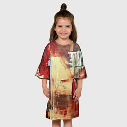 Платье клеш для девочки Мазки краски красный, цвет: 3D-принт — фото 2