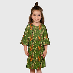 Платье клеш для девочки Девушка с тигром Джунгли, цвет: 3D-принт — фото 2