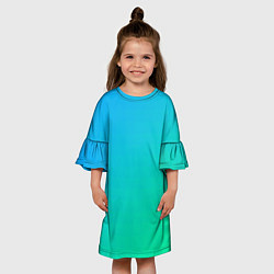 Платье клеш для девочки Бирюзовый градиент В небольшую клеточку, цвет: 3D-принт — фото 2