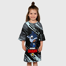 Платье клеш для девочки BRAWL STARS SHARK БРЫЗГИ КРАСОК, цвет: 3D-принт — фото 2