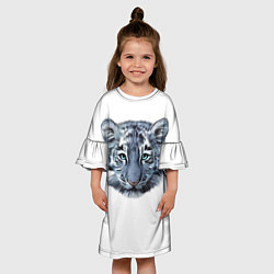Платье клеш для девочки Взгляд белого тигра, цвет: 3D-принт — фото 2