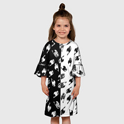 Платье клеш для девочки FAIRY TAIL BLACK WHITE ХВОСТ ФЕИ СИМВОЛЫ ЧЁРНО БЕЛ, цвет: 3D-принт — фото 2
