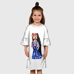 Платье клеш для девочки Евангелион - Ева04, цвет: 3D-принт — фото 2