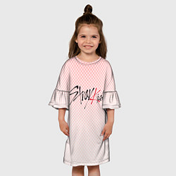 Платье клеш для девочки Stray kids лого, K-pop ромбики, цвет: 3D-принт — фото 2