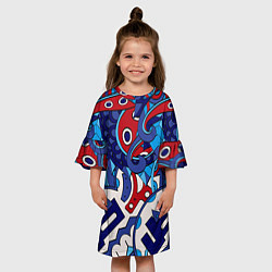 Платье клеш для девочки Щупальца - абстракция, цвет: 3D-принт — фото 2