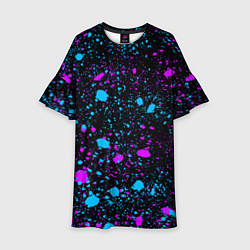 Платье клеш для девочки Брызги неоновые ярких красок, цвет: 3D-принт