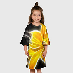 Платье клеш для девочки Желтый летний цветок, цвет: 3D-принт — фото 2
