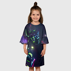 Платье клеш для девочки Космическая битва, цвет: 3D-принт — фото 2