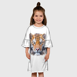 Платье клеш для девочки Тигр рыжий полосатый, цвет: 3D-принт — фото 2