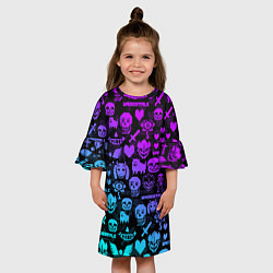 Платье клеш для девочки UNDERTALE NEON PATTERN УЗОР, цвет: 3D-принт — фото 2