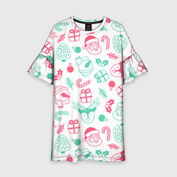 Платье клеш для девочки Новогодние сказания, цвет: 3D-принт