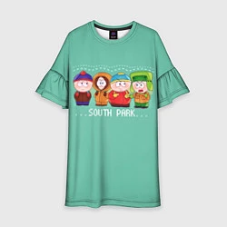 Платье клеш для девочки South Park - Южный парк Кенни, Кайл, Эрик и Стэн, цвет: 3D-принт