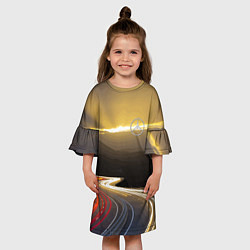 Платье клеш для девочки Ночная трасса, Мерседес, цвет: 3D-принт — фото 2