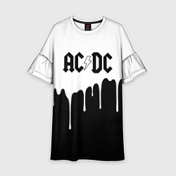 Платье клеш для девочки ACDC подтёки, цвет: 3D-принт