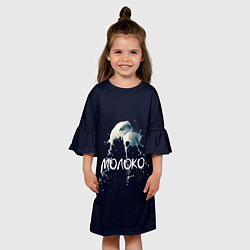 Платье клеш для девочки Брызги молока, цвет: 3D-принт — фото 2