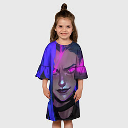 Платье клеш для девочки League Of Legends Arcane ДЖИНКС Jinx Powder, цвет: 3D-принт — фото 2