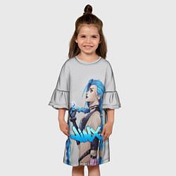 Платье клеш для девочки League Of Legends Arcane ДЖИНКС, цвет: 3D-принт — фото 2