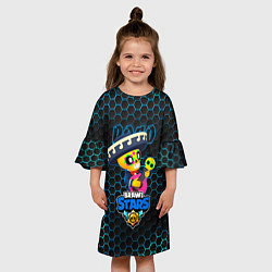 Платье клеш для девочки Поко Poco BRAWL STARS соты, цвет: 3D-принт — фото 2