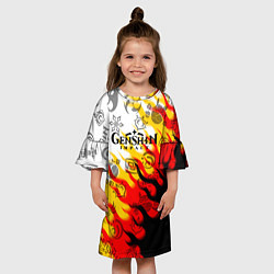 Платье клеш для девочки Genshin Impact - Fire, цвет: 3D-принт — фото 2