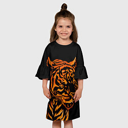 Платье клеш для девочки Огненный Еигр Fire Еiger Пламя, цвет: 3D-принт — фото 2