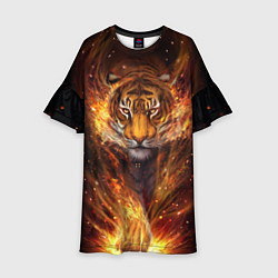 Платье клеш для девочки Огненный тигр Сила огня, цвет: 3D-принт