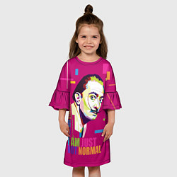 Платье клеш для девочки Salvador Dali: I am just not normal, цвет: 3D-принт — фото 2