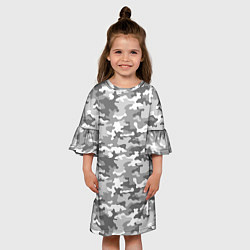 Платье клеш для девочки Серый Военный Камуфляж, цвет: 3D-принт — фото 2