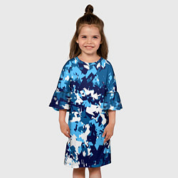 Платье клеш для девочки Сине-бело-голубой камуфляж, цвет: 3D-принт — фото 2