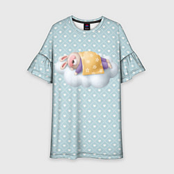 Платье клеш для девочки Спящий кролик, цвет: 3D-принт