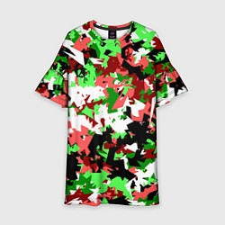 Платье клеш для девочки Красно-зеленый камуфляж, цвет: 3D-принт