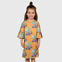 Платье клеш для девочки Детские машинки паттерн, цвет: 3D-принт — фото 2