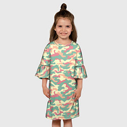 Платье клеш для девочки Камуфляж в пастельных цветах, цвет: 3D-принт — фото 2