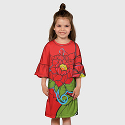 Платье клеш для девочки Роза-эмблема любви, цвет: 3D-принт — фото 2