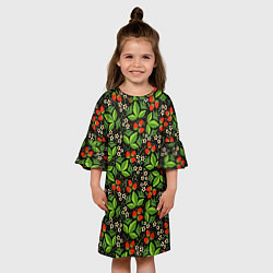 Платье клеш для девочки Русское Народное Искусство - хохлома, цвет: 3D-принт — фото 2