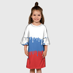 Платье клеш для девочки Флаг России потёки, цвет: 3D-принт — фото 2