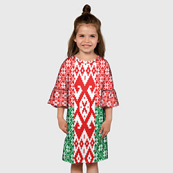 Платье клеш для девочки Белоруссия Обережные Узоры Алатырь, цвет: 3D-принт — фото 2