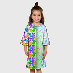 Платье клеш для девочки Желейные мишки, цвет: 3D-принт — фото 2