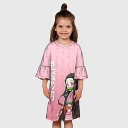 Платье клеш для девочки НЕДЗУКО DEMON SLAYER КЛИНОК, цвет: 3D-принт — фото 2