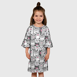 Платье клеш для девочки Котикипаттерн, цвет: 3D-принт — фото 2