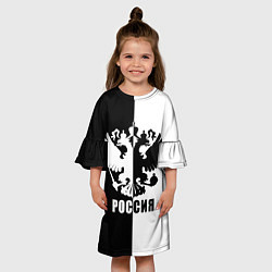 Платье клеш для девочки РОССИЯ чёрно-белое, цвет: 3D-принт — фото 2